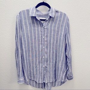 Rails Blue + White Striped Long-Sleeved Button Down Shirt